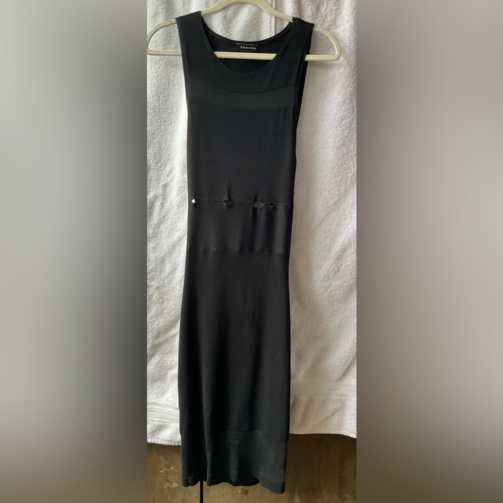 Trouve Black Sheath Midi Cocktail Dress